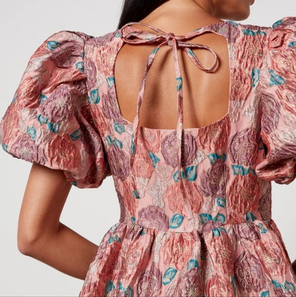 NWT DREAM sister Jane DREAM Nerissa Jacquard Midi Dress DREAM CORALS IN BLOOM S - Picture 9 of 16